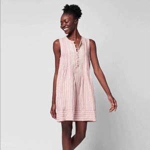Faherty Isha Pink Organic Cotton Gauze Dress Pockets